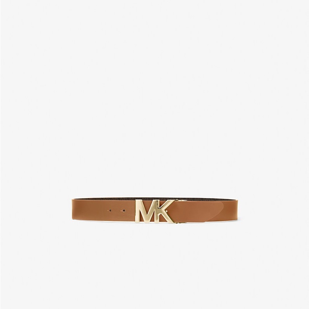 Michael Kors Dark Brown Reversible Belt with Gold MK Buckle - Picture 7 of 8